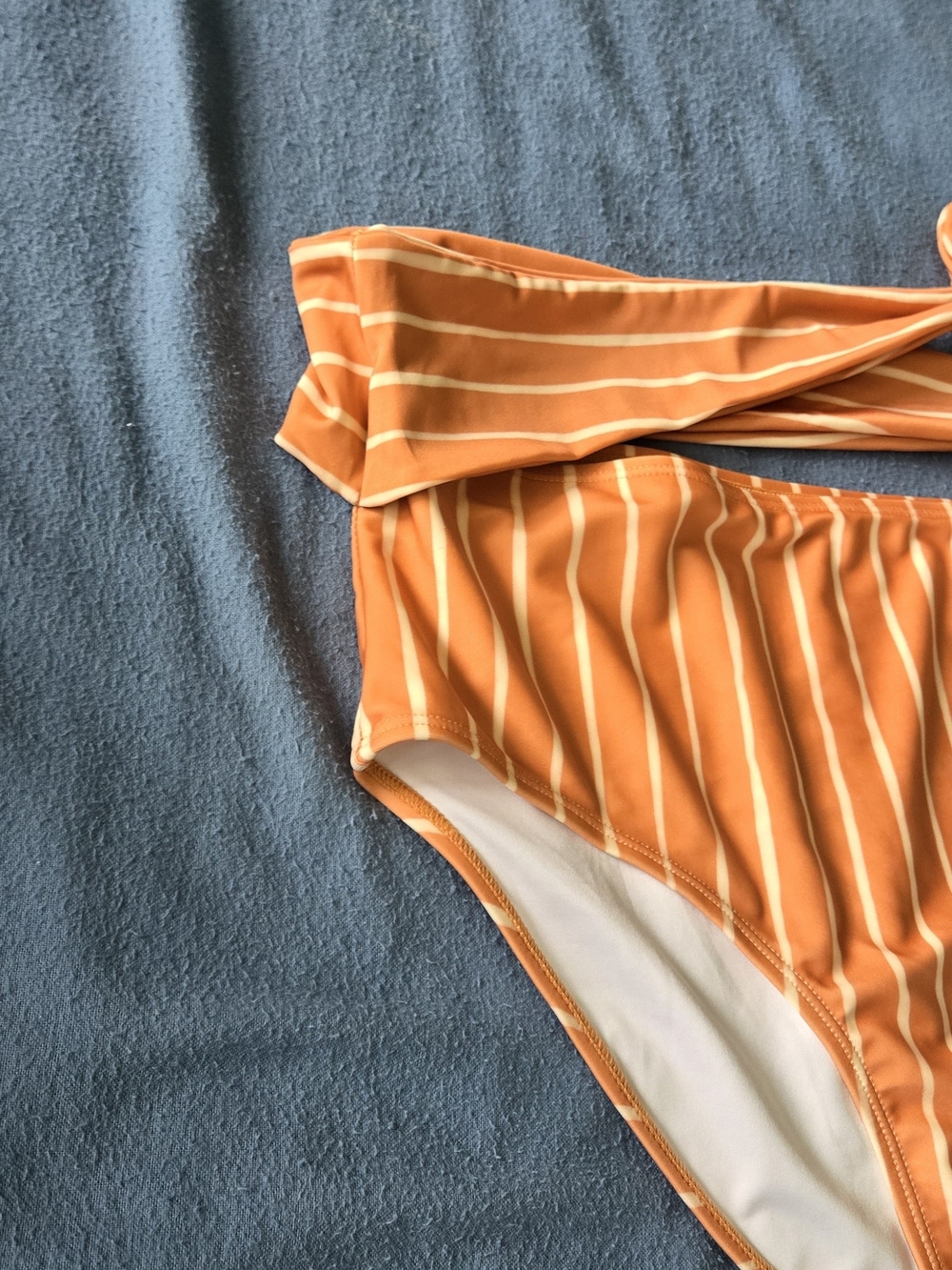 Nani Side Tie Bathing Suit In Terracotta With Stripe. Size L - Picture 8 of 13